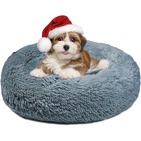 Amazon Aurako 58cm 犬ベッド 猫ベッド ふわふわ 丸型 クッション ドーナツペットベッド ぐっすり眠る 猫用 小型犬用 もこもこ 暖かい 滑り止め 防寒 寒さ対策 洗濯可能 子犬 猫用 サイズ選択可 シアン Aurako ベッド クッション 通販