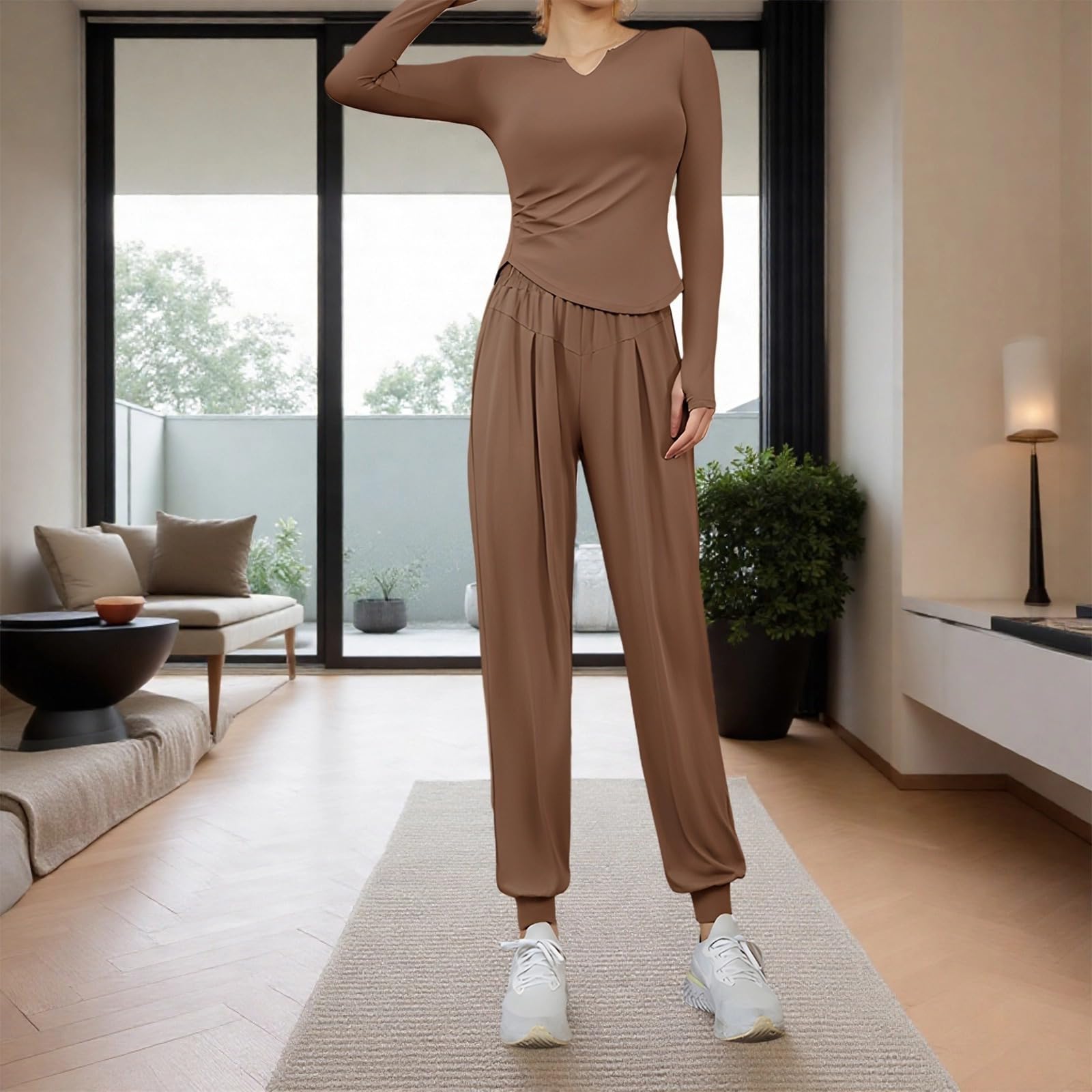Conjunto de entrenamiento de manga larga para mujer, juego de 4 piezas, tela transpirable de poliéster y elastano, XXL y otros tamaños, perfecto para fitness y uso casual
