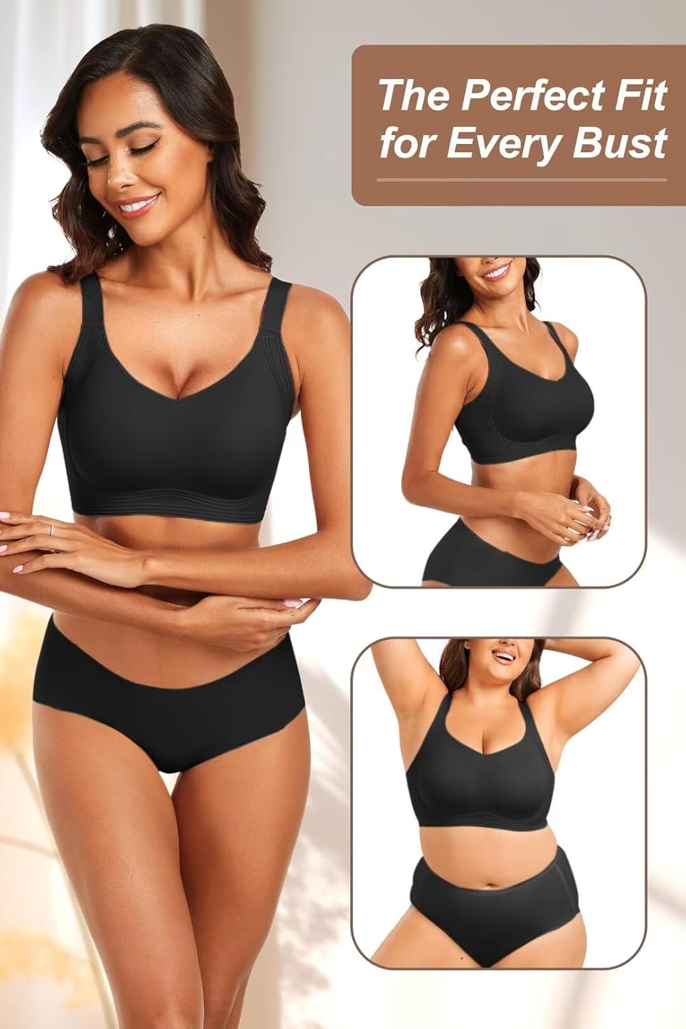 Vertvie Women's Seamless Wireless Push Up Bras with Support and Lift No Underwire Bralettes Full Coverage Sport Everyday Bra - Image 5