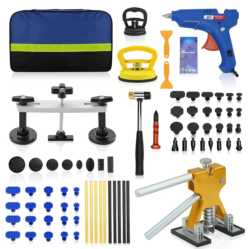 Kit de Ferramentas para Remoção de Amassados Automotivos ROADGIVE com Extrator Ajustável, Pistola de Cola e 75 Peças