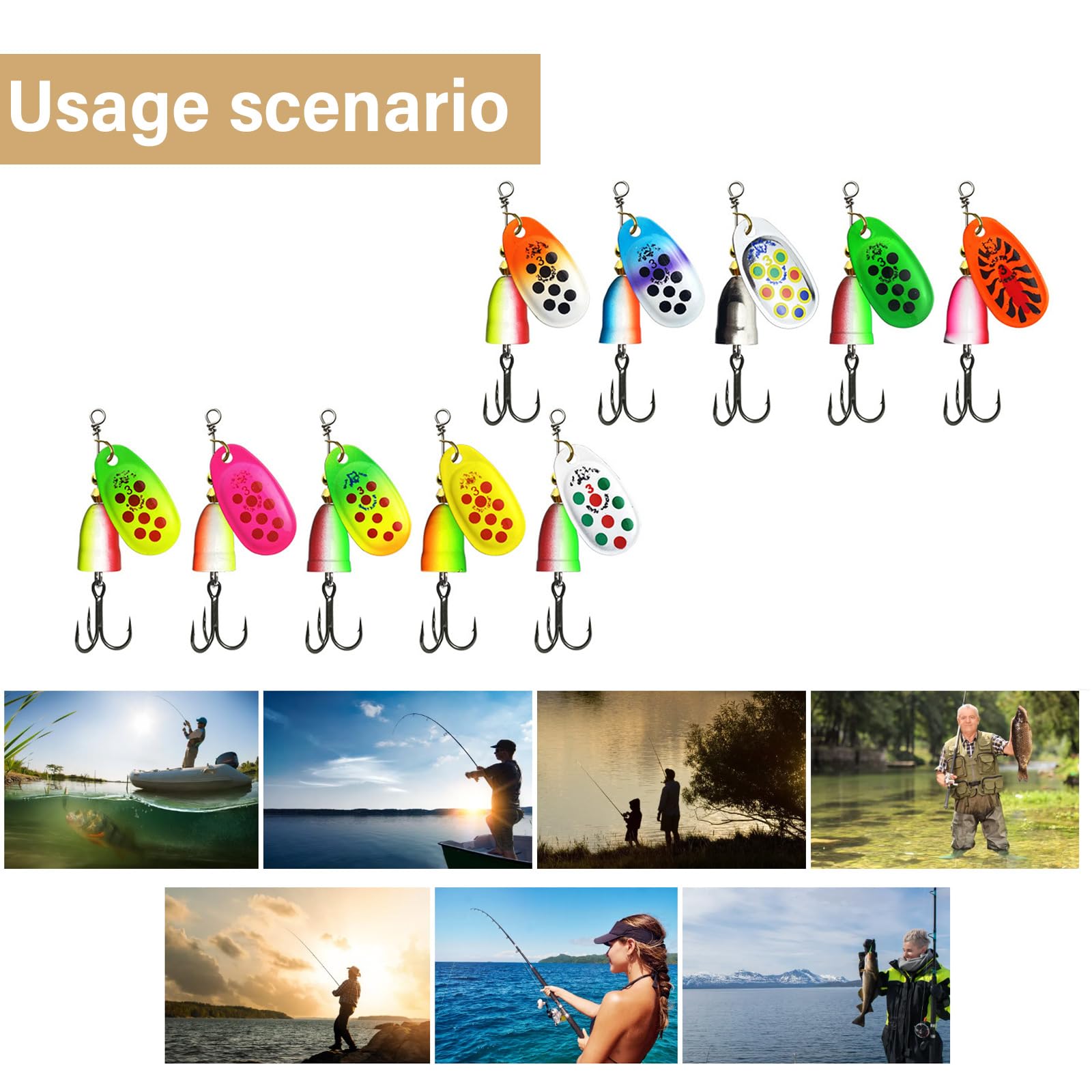 Amazon.co.jp: 10pcsトラウトスピナーベイトセット5/6/8/9/11g