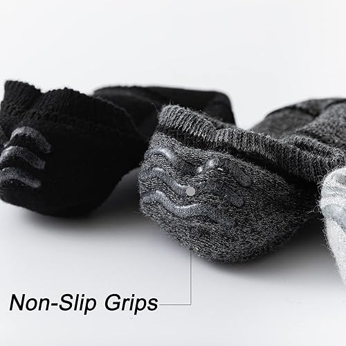 Miniatura 5 de JORMATT Calcetines de algodón invisibles para niñas y niños pequeños, antideslizantes, de corte bajo con puños (6-12 pares)