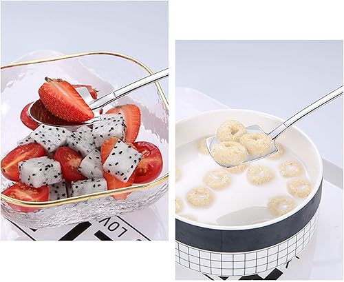 Miniatura 3 de Juego de cucharas de pala de postre de frutas, 8 cucharas de té de acero inoxidable para postre café, helado, pastel de frutas para el hogar,