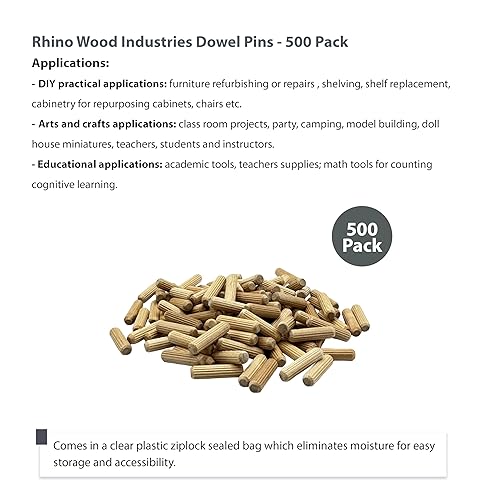 Miniatura 4 de 14" x 1" - Paquete de 500 pasadores de madera - Secados al horno, estriados y biselados (14" x 1", 500 unidades)