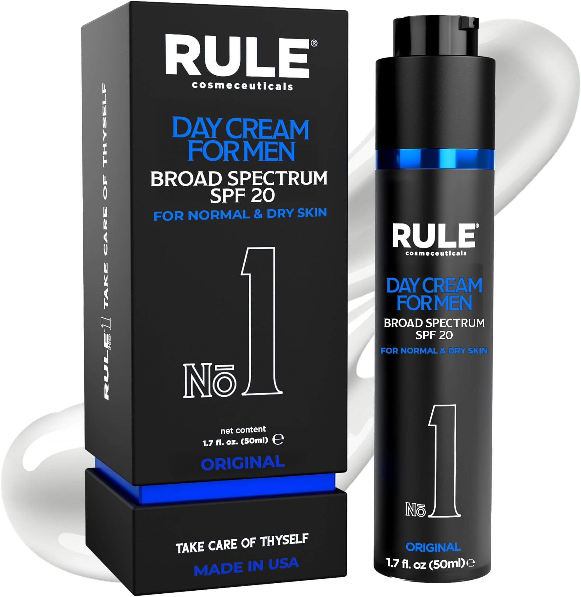 No.1 Day Cream for Men, 10-in-1 Anti-Aging Face Moisturizer to Reduce Wrinkles & Dryness, SPF 20, Collagen, Vitamins B, C & E - Normal & Dry Skin - Original, 50 mL