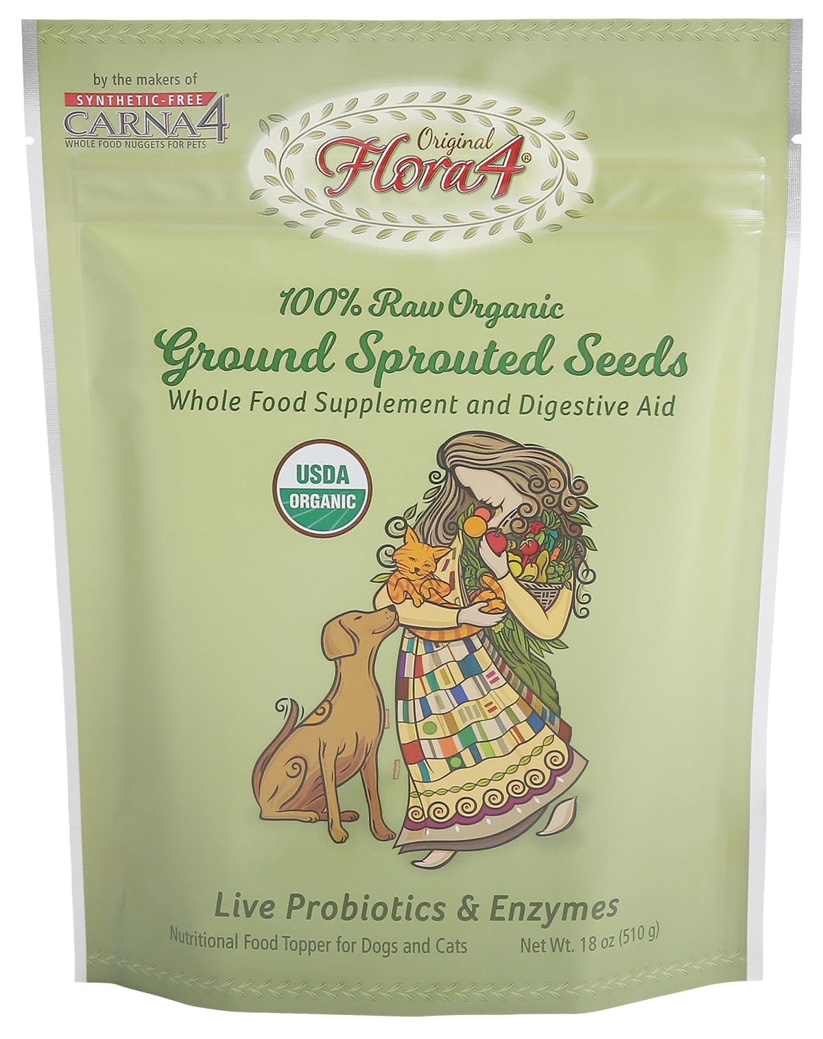 Amazon.com : CARNA4 Flora4 Sprouted Seeds Food Topper for Dogs