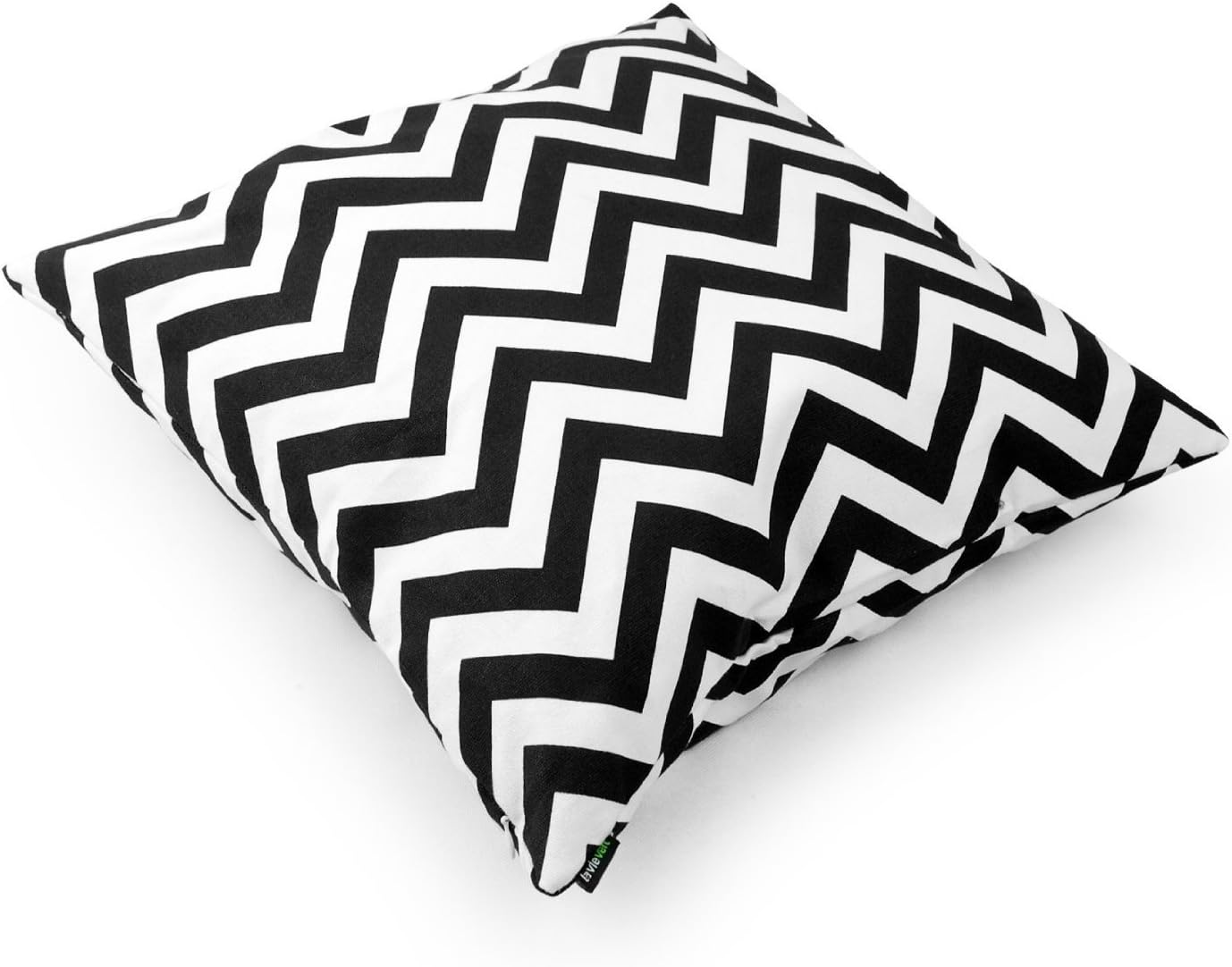 Lavievert Decorative Cotton Canvas Square Throw Pillow Cover Cushion Case Handmade White and Black Chevron Stripe Toss Pillowcase with Hidden Zipper Closure 20 X 20 Inches (For Living Room, Sofa, Etc)