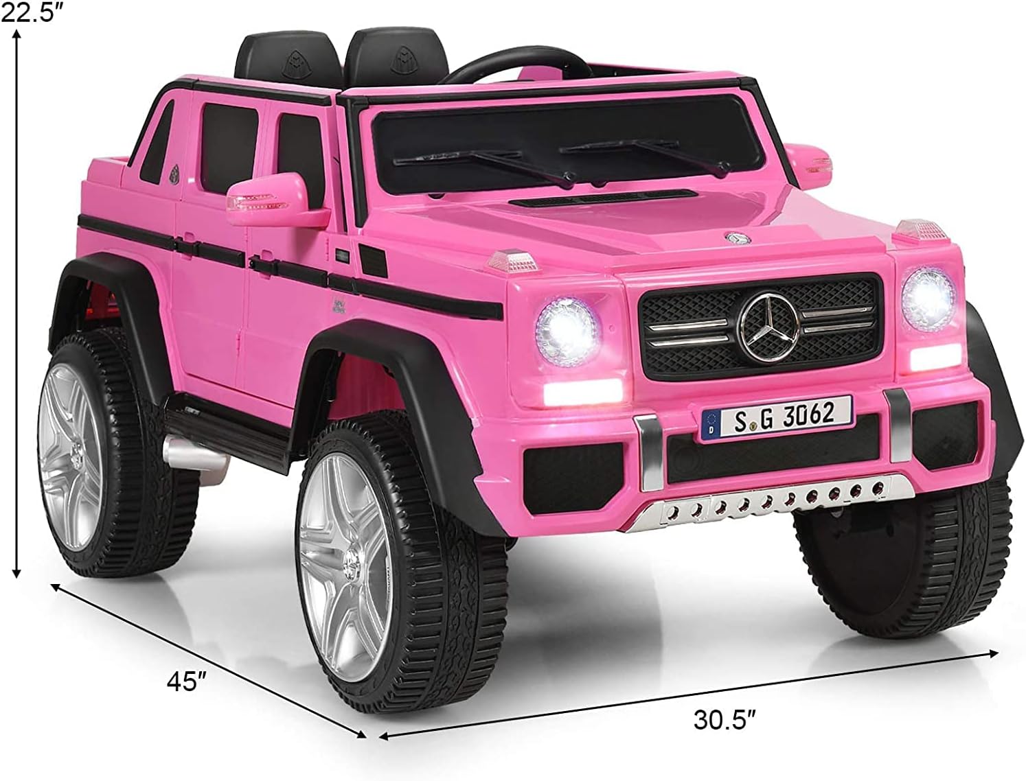 GLACER Kids Ride on Car, 12V Battery Powered Electric Vehicle w/Remote Control, LED Lights, Soft Start, Music & Horn,2 Seats Ride on Toy for Kids (Pink)
