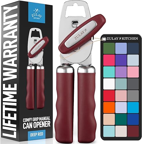 Miniatura 23 de Zulay Kitchen Abrelatas manual de acero inoxidable resistente con abridor de botellas, abrelatas manual a prueba de óxido con perilla giratoria y