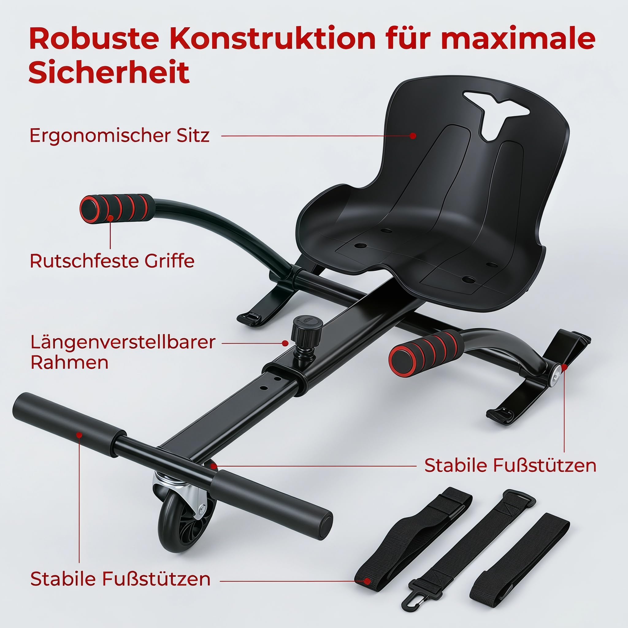Hoverboard avec siège, siège réglable, compatible avec siège Hoverboard de 16,5 à 25,4 cm, siège de kart pour enfants et adultes, siège ergonomique
