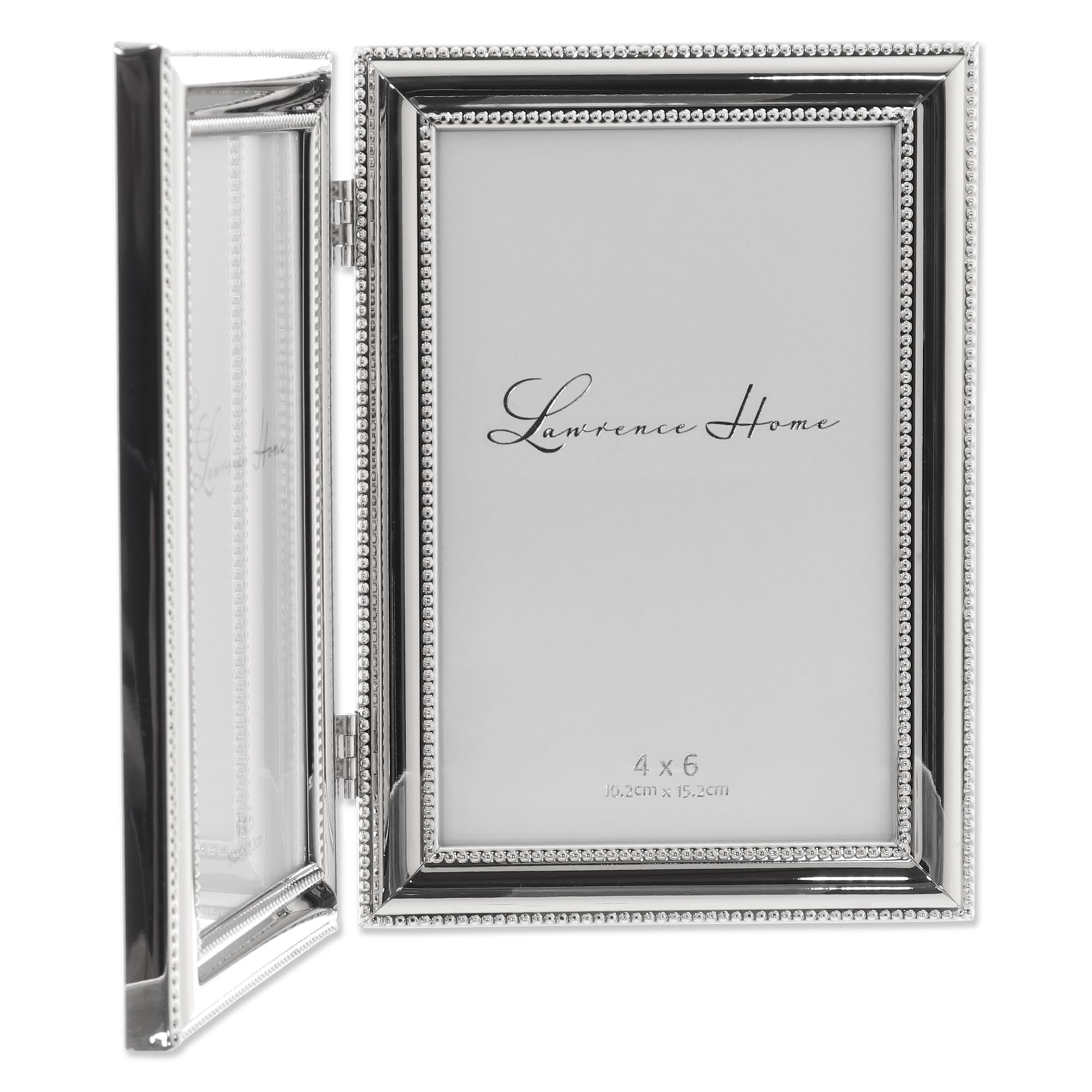 Lawrence Frames Silver-Plate Metal Picture Frame – Delicate Beading, Holds 4x6 Photos, With Velvet Backing & Easel Stand - View #8