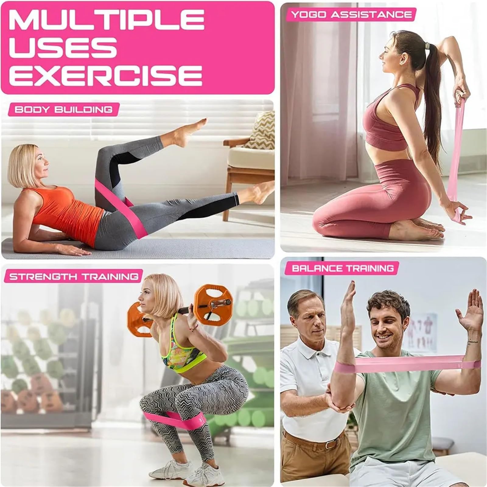 Lot de 5 Bandes résistance for l'entraînement, élastiques Fitness for Pilates et Flexbands pour Fitness Pilates
