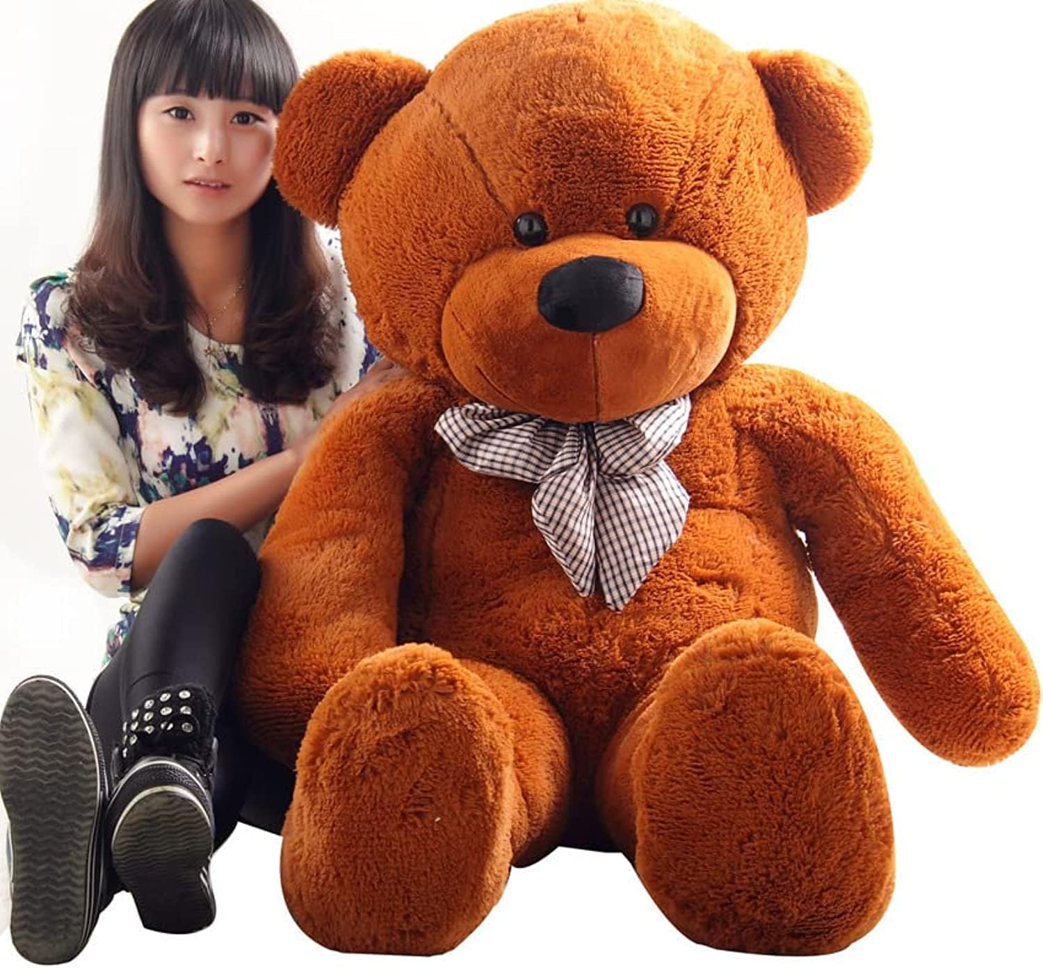 COOLBABY Gift Teddy Bear for Children and Female Huge Large Plush Stuffed Toys Doll Birthday Girlfriend/Wife Dark Brown 160cm WJX-BR-SRK4