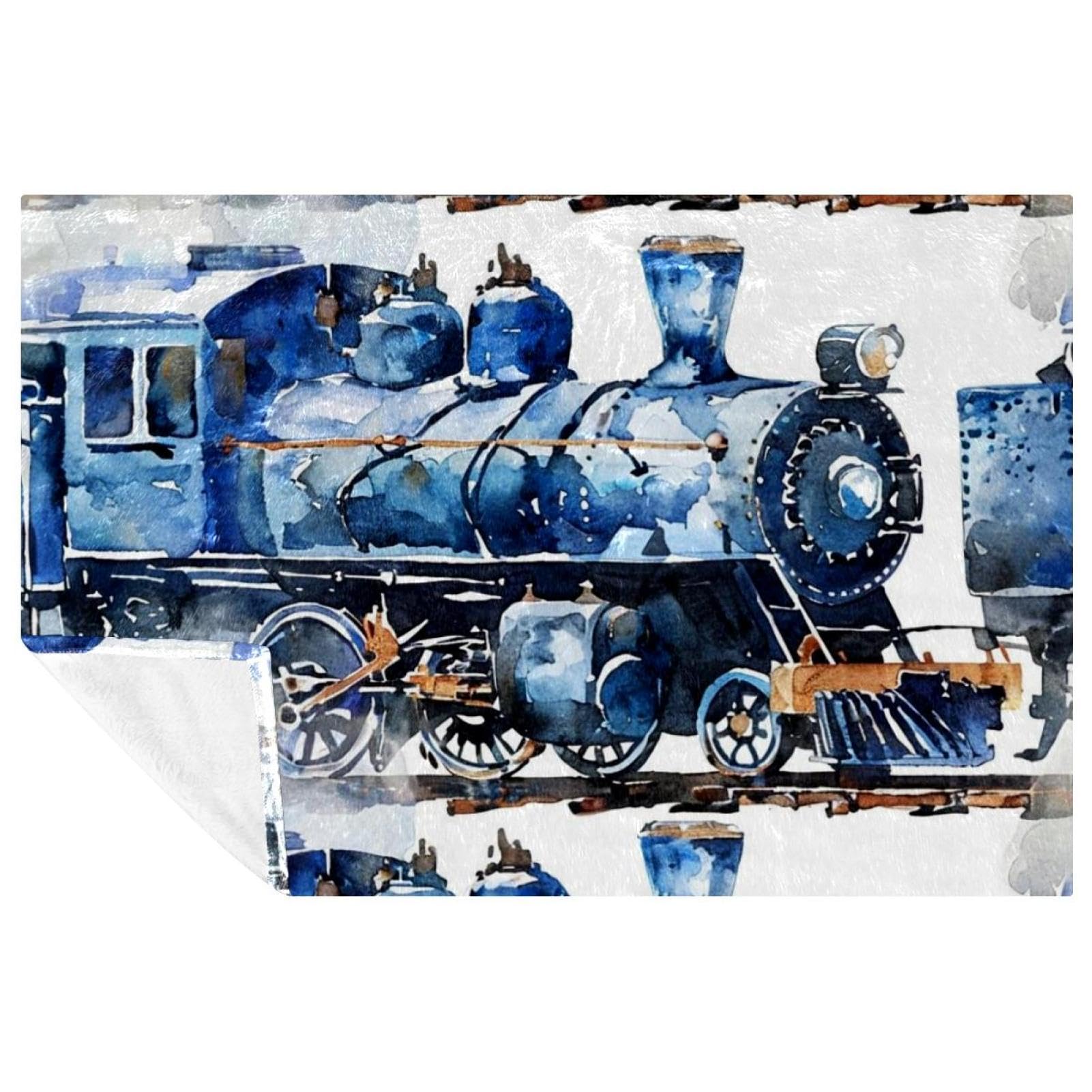 Jeté de lit bleu haut de gamme 150x100 cm chaud et élégant pour intérieur