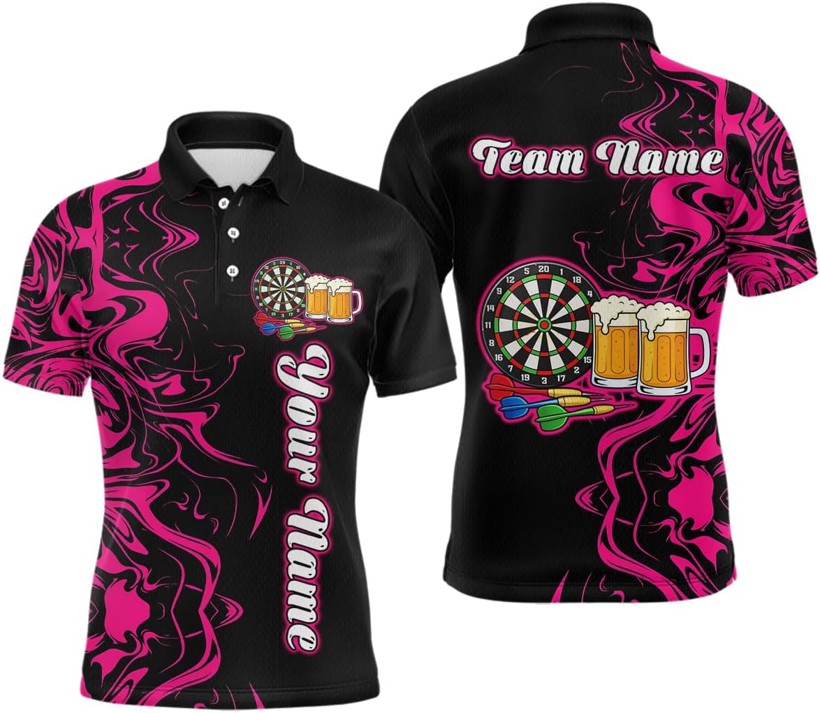 Colorful Beer Dart Shirt for Team Men Women Dart Shirts Custom Funny Beer Dart Jersey Dartboard Shirt Polo & Quarter Zip
