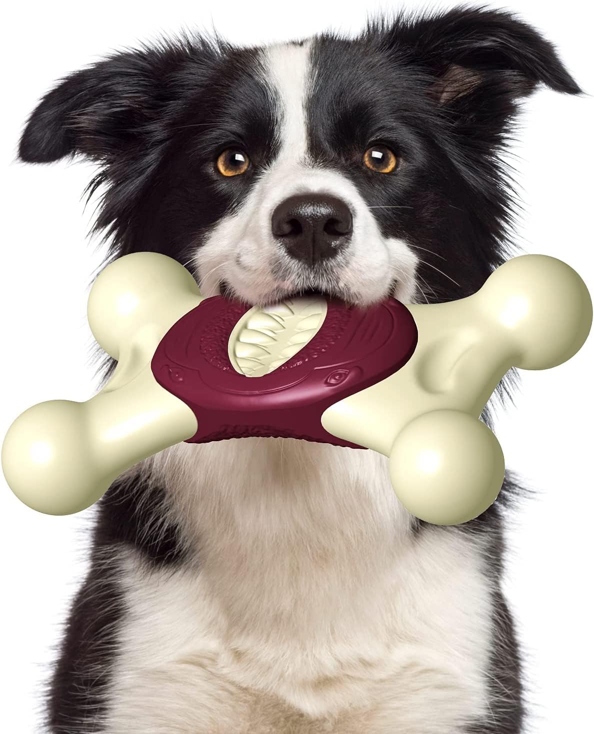 NOUGAT Dog Chew Toys for Aggressive Chewers Indestructible Bacon Flavored Durable Teething Bones for Large Medium Breed