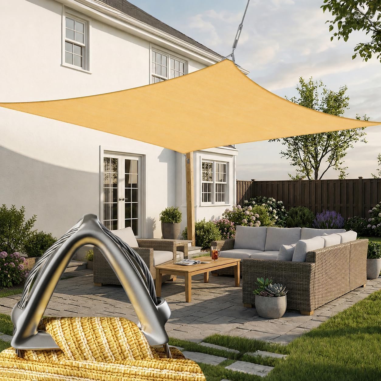 ShadeMart Pro Ring 12x16 Beige Sun Shade Sail