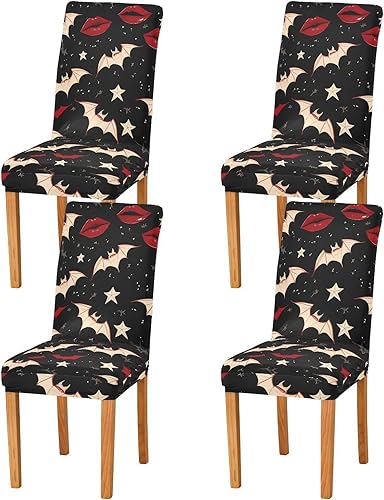 Gothic Style Darkness Red Lips Decorative Birthday Seat Cover for Classroom Chair for Bedroom Removable Bar Chair Covers protectores de sillas para