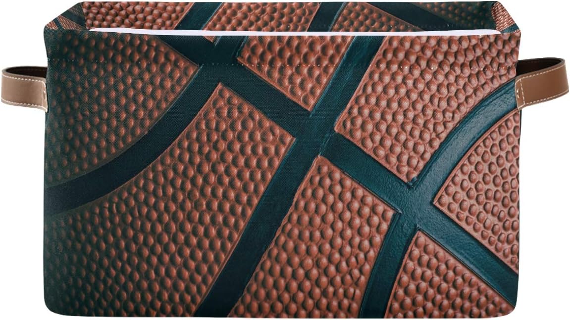Storage Basket Cube Basketball Sport Large Collapsible Toys Storage Box Bin Laundry Organizer for Closet Shelf Nursery Kids Bedroom,15x11x9.5 in,1 Pack