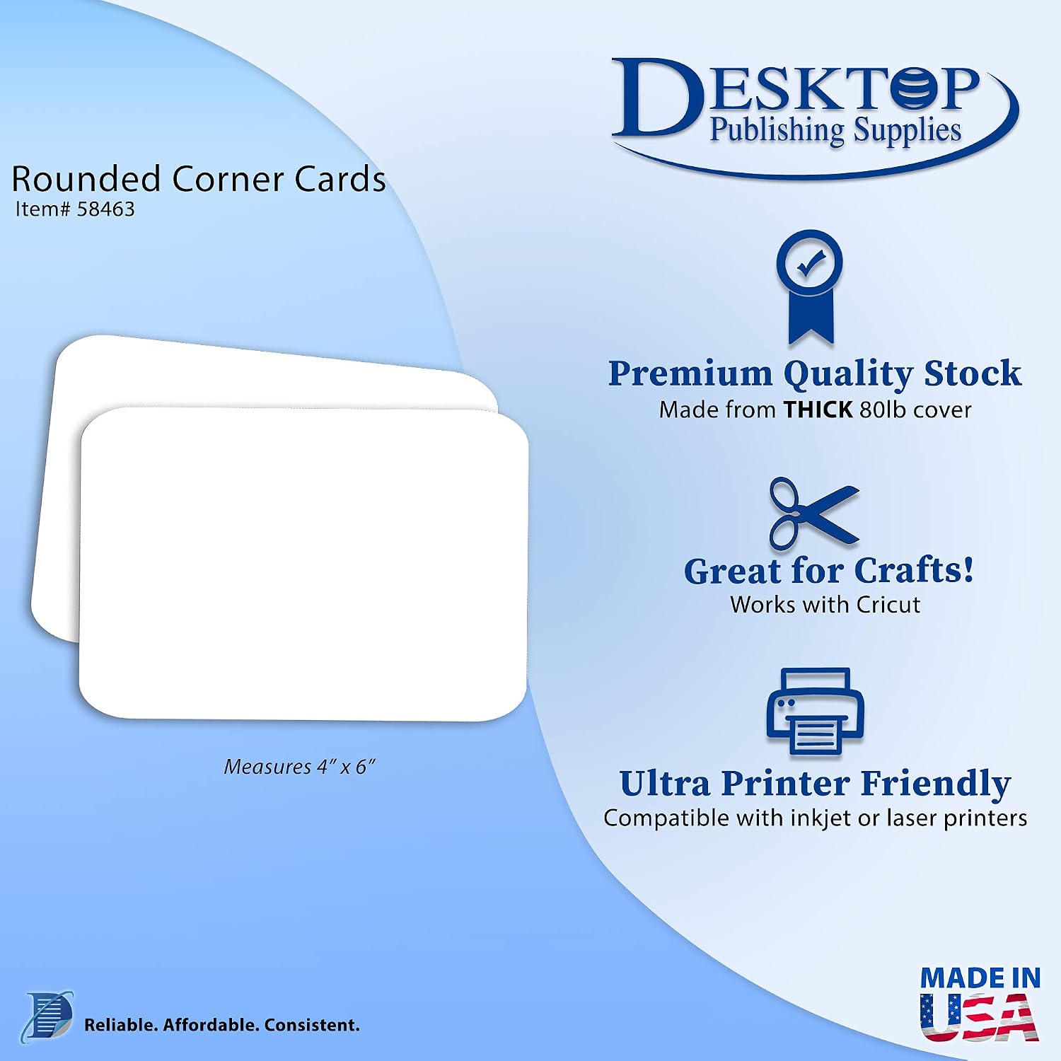 Blank White 4" x 6" Cardstock with Rounded Corners (75 Cards) image 2