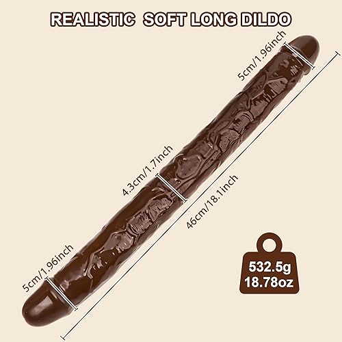 Miniatura 44 de Consolador doble de 15 x 1.7 pulgadas, gelatina de cristal realista, consolador largo anal, suave y flexible, con venas y glande para adultos