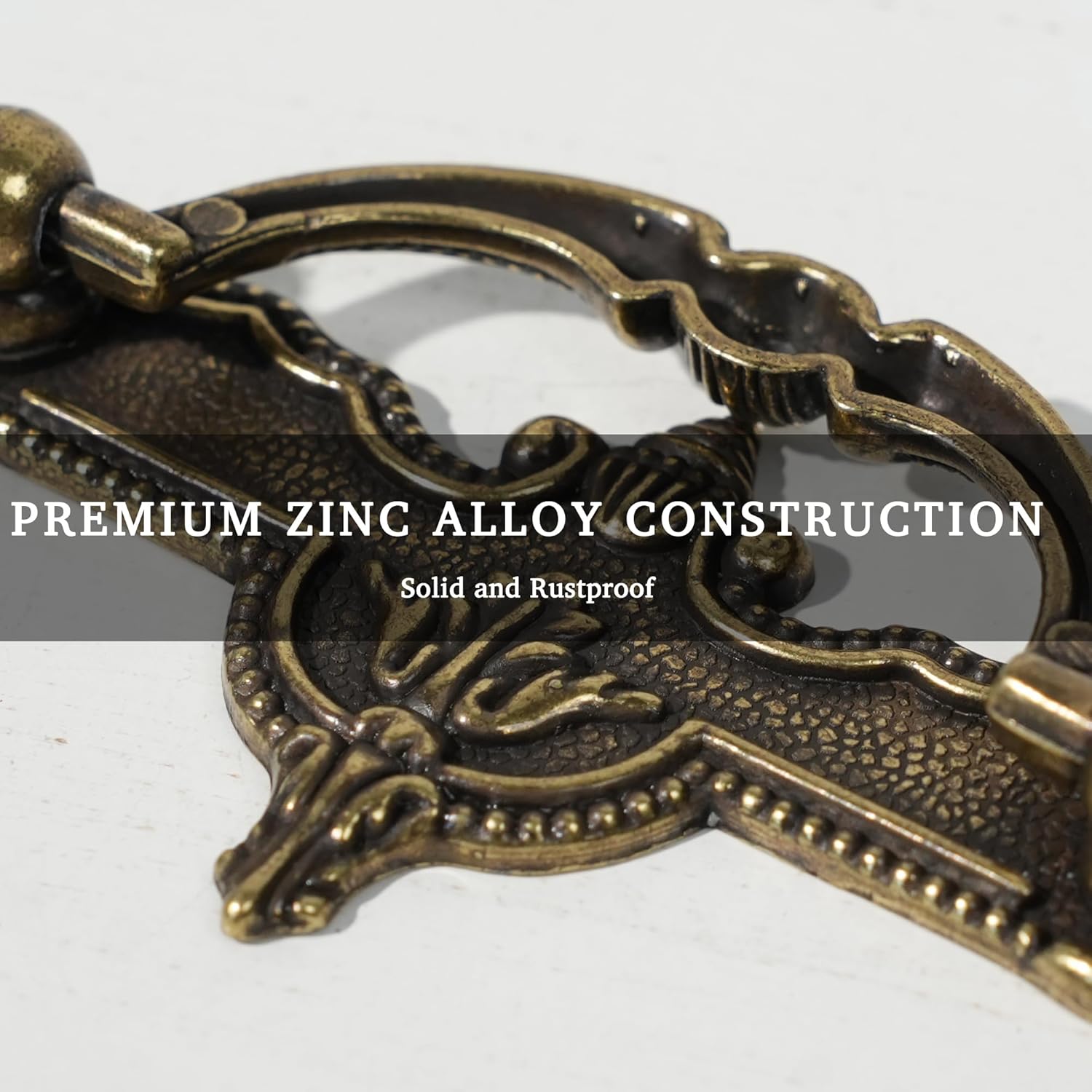 4 Pack Antique Bronze Drop Bail Drawer Pulls, Vintage Cabinet Handles with 2-1/2" Hole Centers, Decorative Furniture Hardware for Dresser, Cupboard, Wardrobe