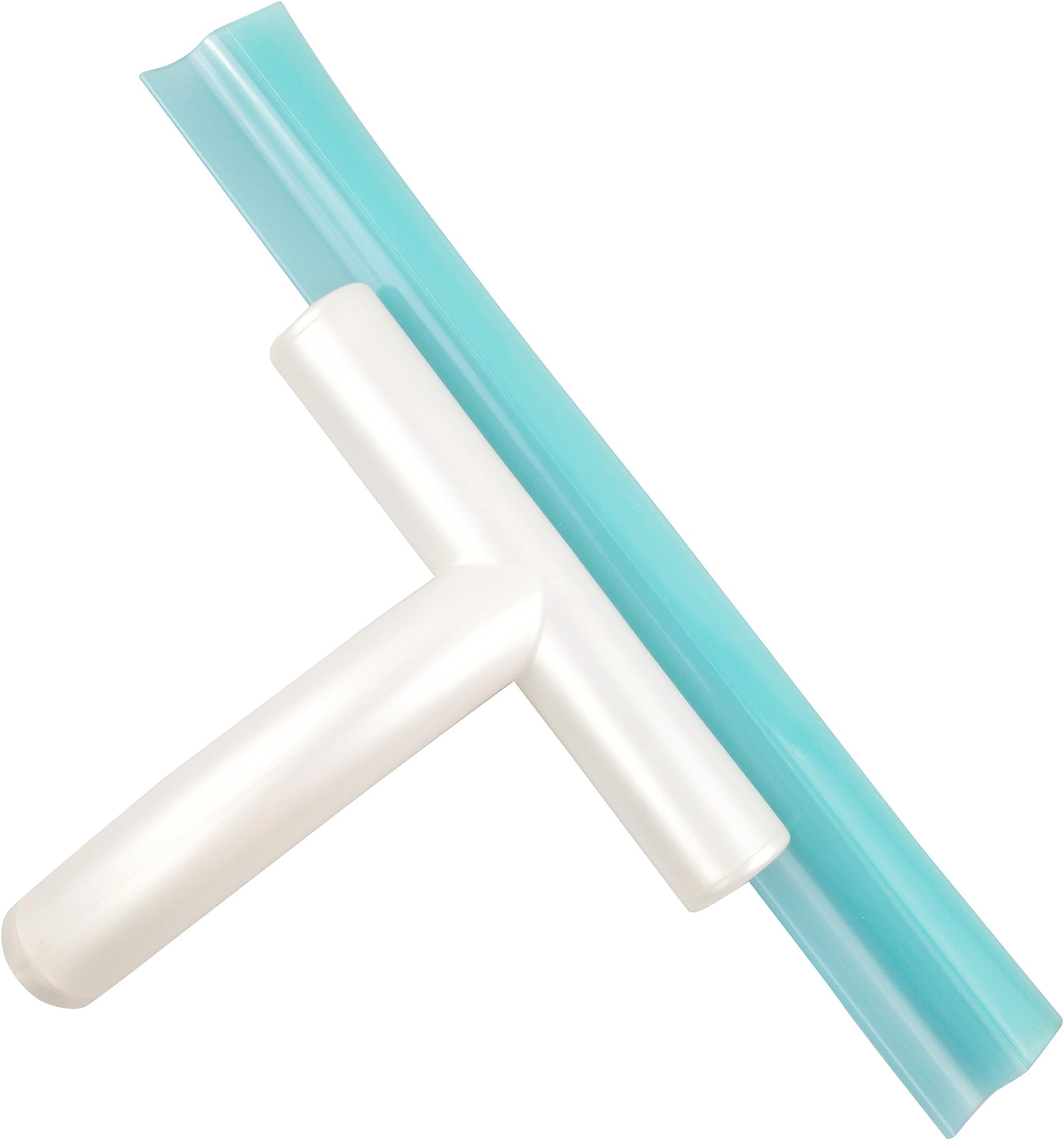 Cleret iDO 2 Shower Squeegee with Dual Edge Replaceable Cleaning Blade, White/Aqua, 30x17 cm