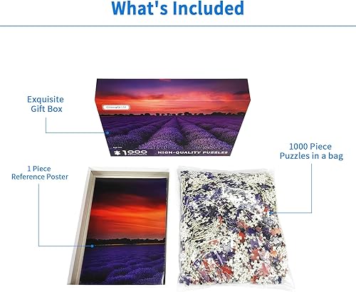 Miniatura 5 de Rompecabezas de 1000 piezas para adultos, campo de lavanda provenzal, rompecabezas de 1000 piezas, rompecabezas de flores de lavanda, rompecabezas