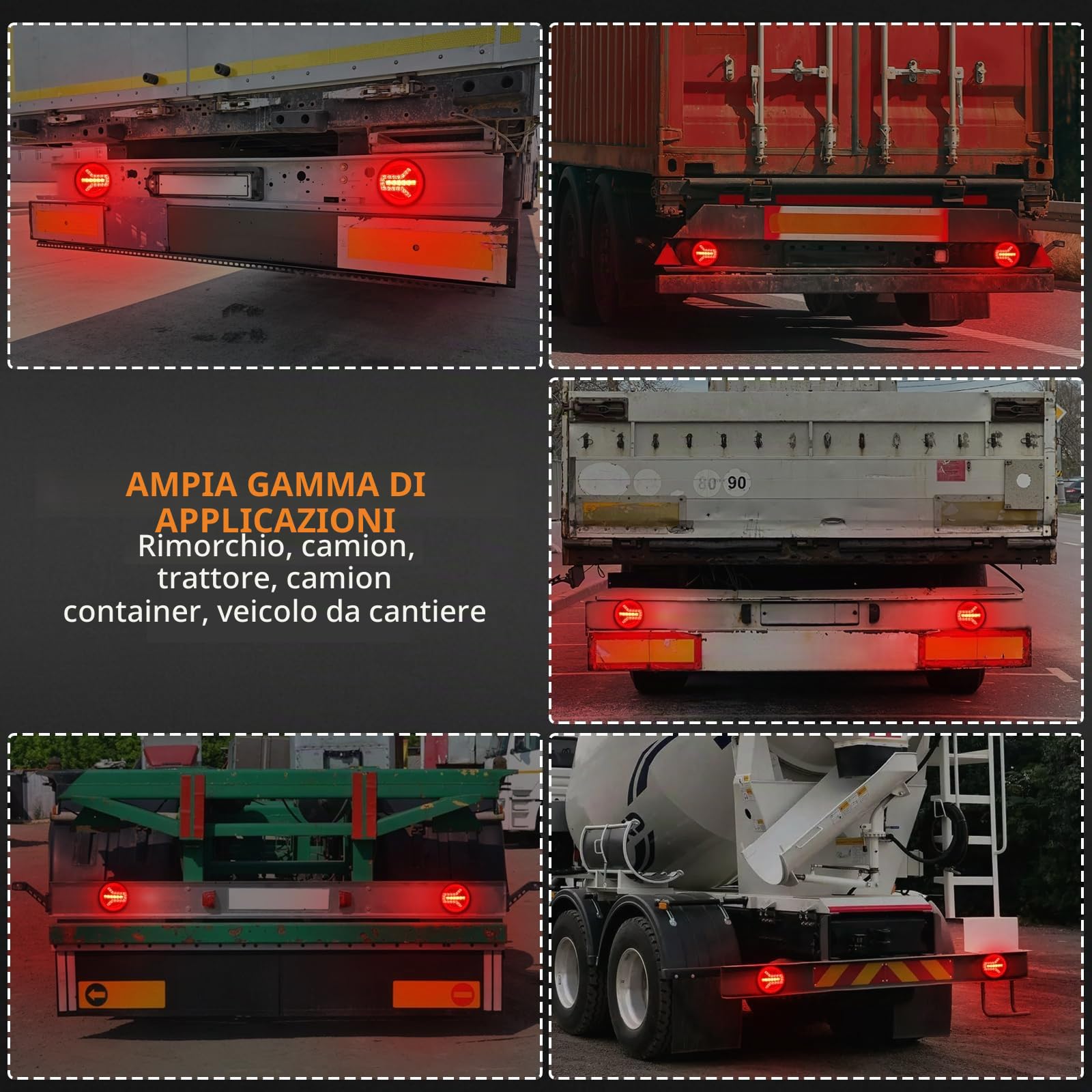 AOHEWEI 2 Pezzi Fanali Posteriori Rotondi LED per Rimorchio 12V/24V Impermeabili, Luce Posteriore, Freni, Freccia per Camion, Autocarro, Roulotte, Furgone, Trattore