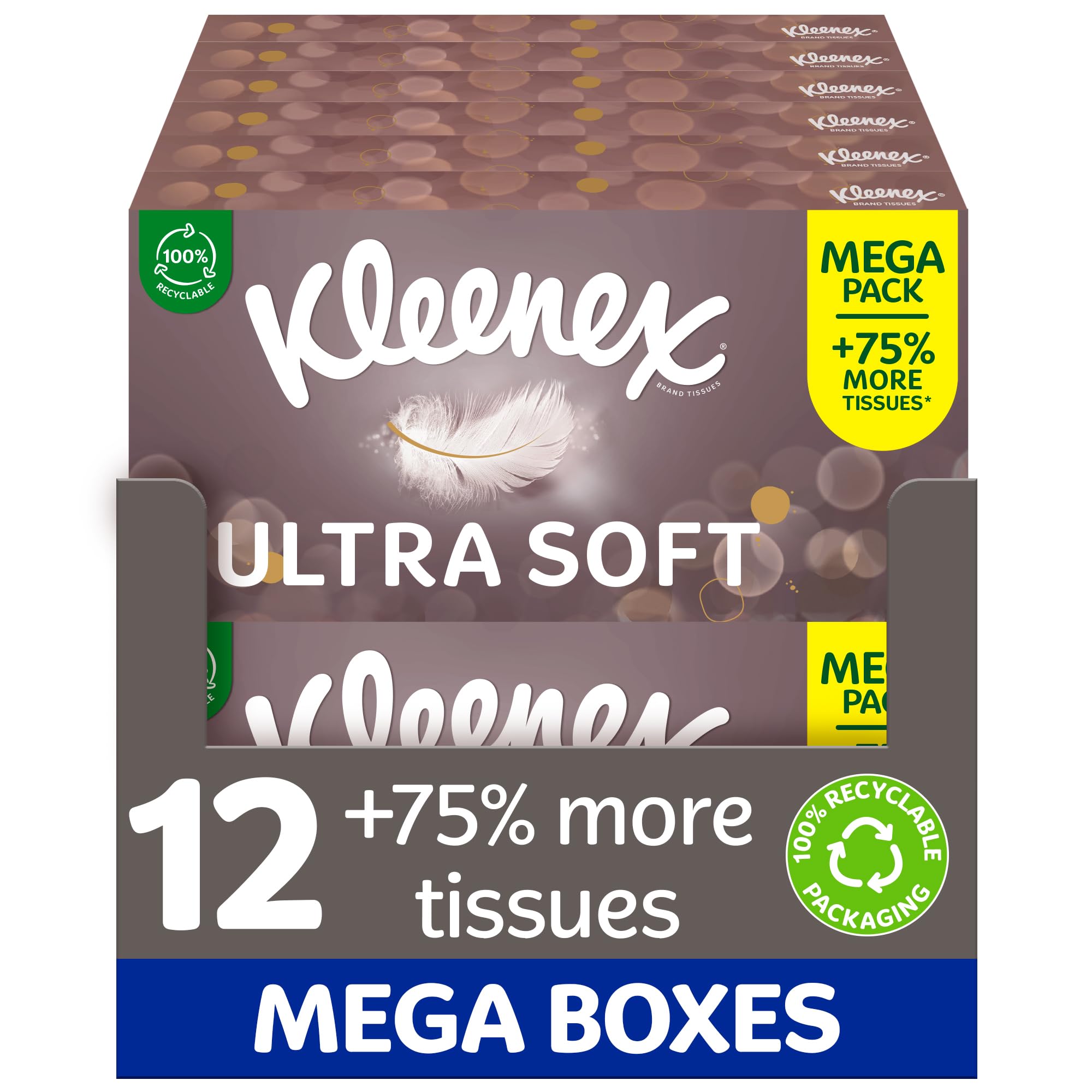 Ultra Soft Tissues Mega Pack - 1,344 Sheets (12 Boxes x 112 Sheets) -– Beautifully Soft and Silky Tissues