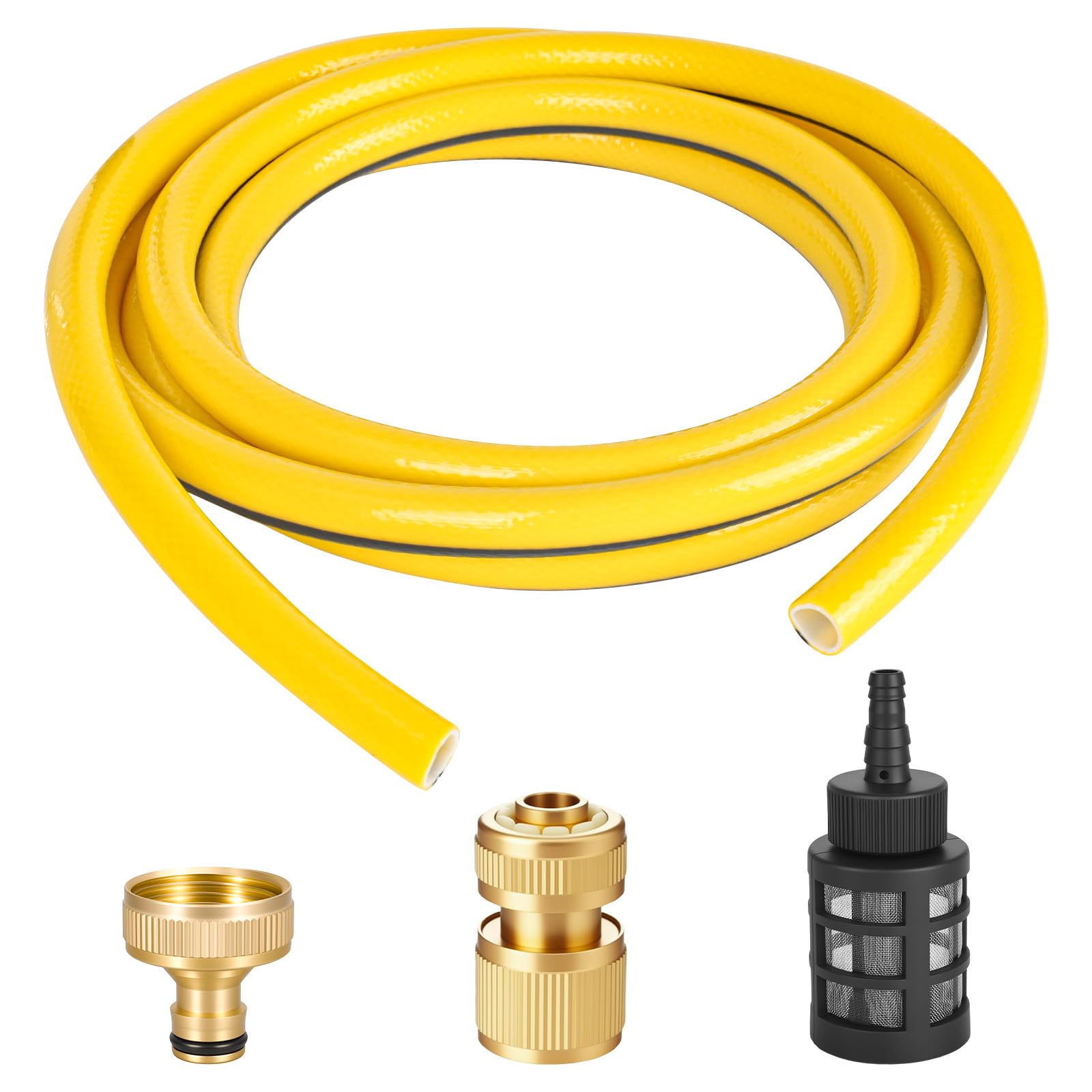 YHNDECO 3M Garden Hose Pipe, Suction Hose Pine with Brass Quick Coupling & Filter, Pressure Washer Hose for Karcher K2-K7 Series & Bosch AQT Series, Karcher Pressure Washer Hose, Suction Hose