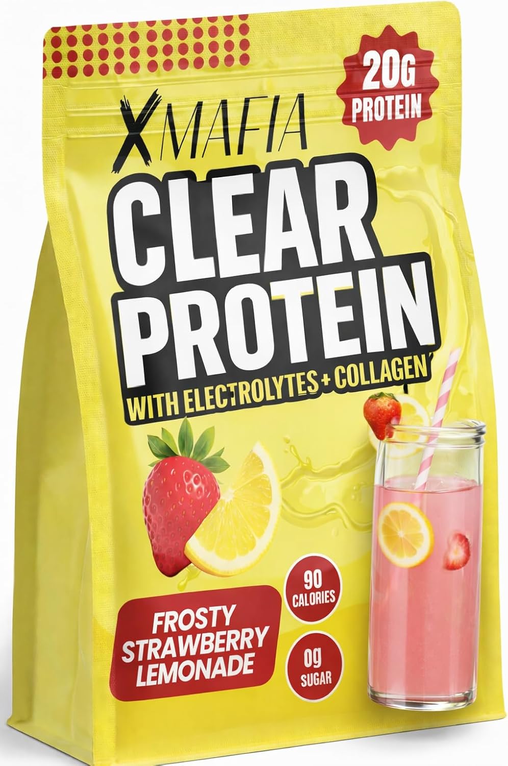 Clear Whey Protein Isolate Powder – 20g Protein, 4g Electrolytes + Collagen Peptides, Zero Sugar, Refreshing Light Protein Drink Water, Whey Powder Protein Shake, Lactose Free – Strawberry Lemonade
