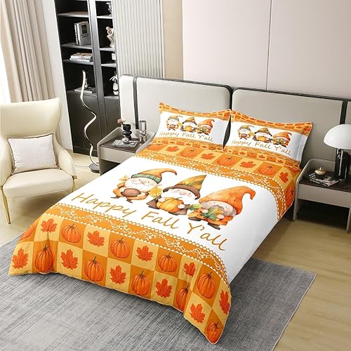 Miniatura 8 de Erosebridal Juego de funda de edredón de calabaza de otoño 100% algodón orgánico, hojas de arce tamaño Queen, para niños y niñas, cosecha de otoño,