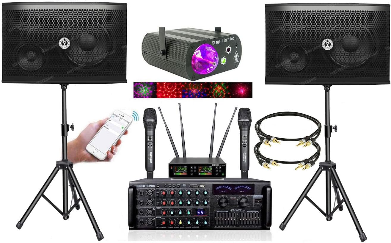 SINGTRONIC Professional 2000 WATTS Complete Karaoke System Package Free: Unlimited YouTube Songs, Built HDMI, Voice Record, Optical/Coax