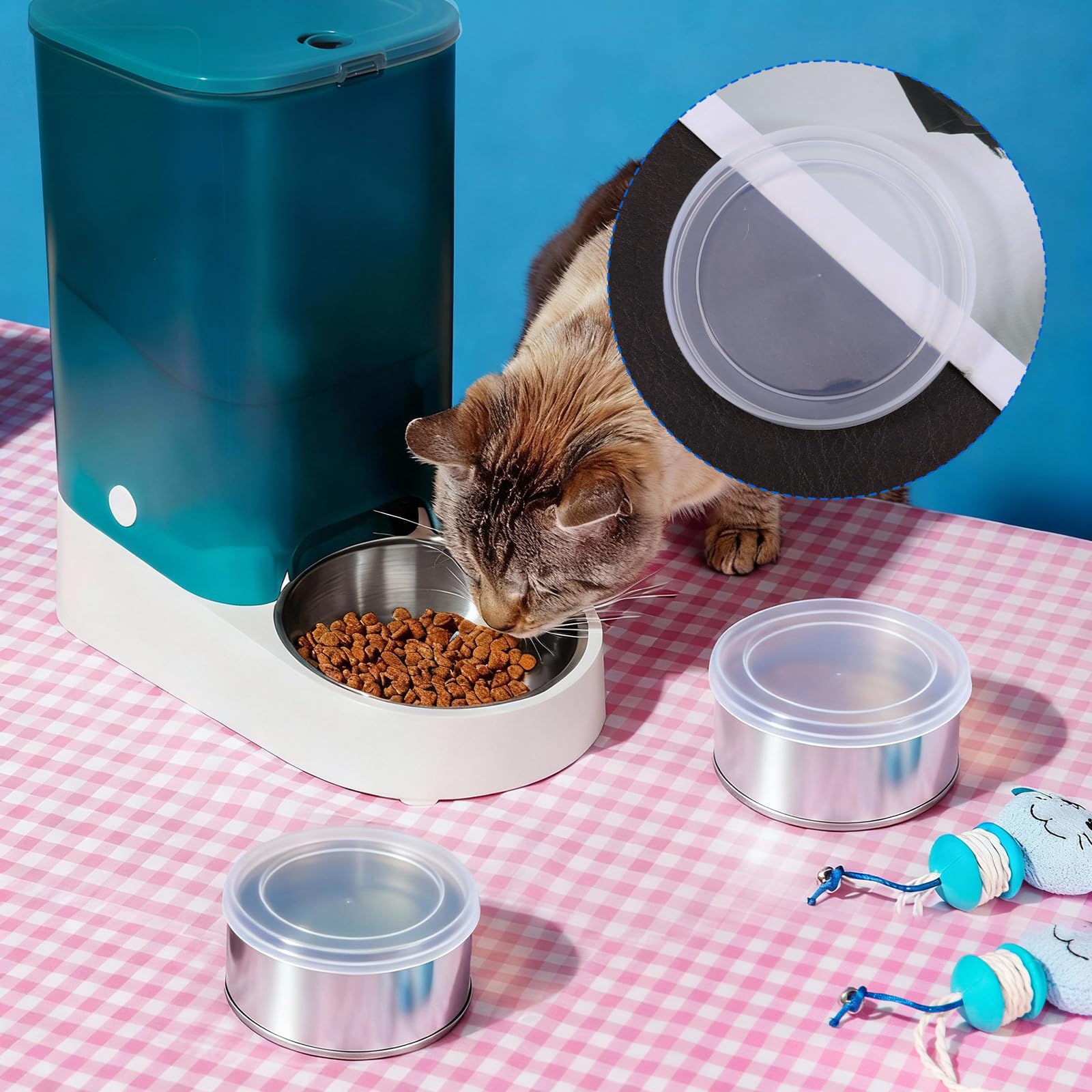 Lot de 6 couvercles réutilisables en plastique transparent pour aliments pour chiens et chats - 75 mm