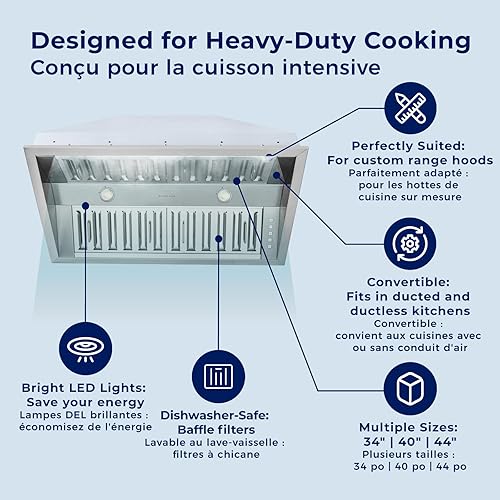 Miniatura 4 de Hauslane Campana extractora incorporada Pro-Style de 34 pulgadas IN-R300, 21 pulgadas de profundidad  Rendimiento de bajo ruido  Diseño