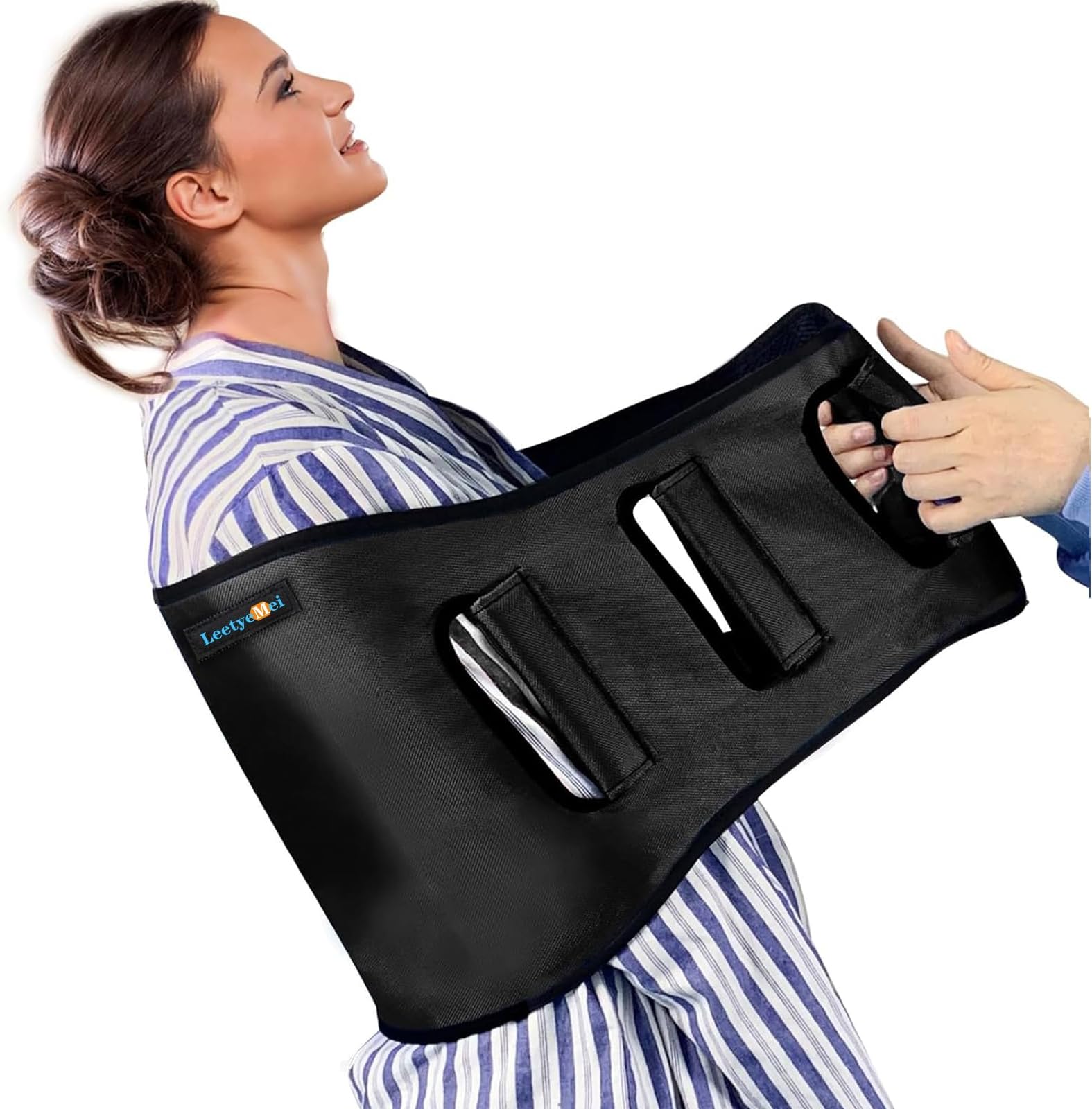 Transfer Belt Transfer Sling - Padded Gait Belt - Heavy Duty Patient Lift, Mobility Standing and Lifting Aid for Disabled, Elderly, Injured - Safely Move from Bed and Wheelchair(Black)