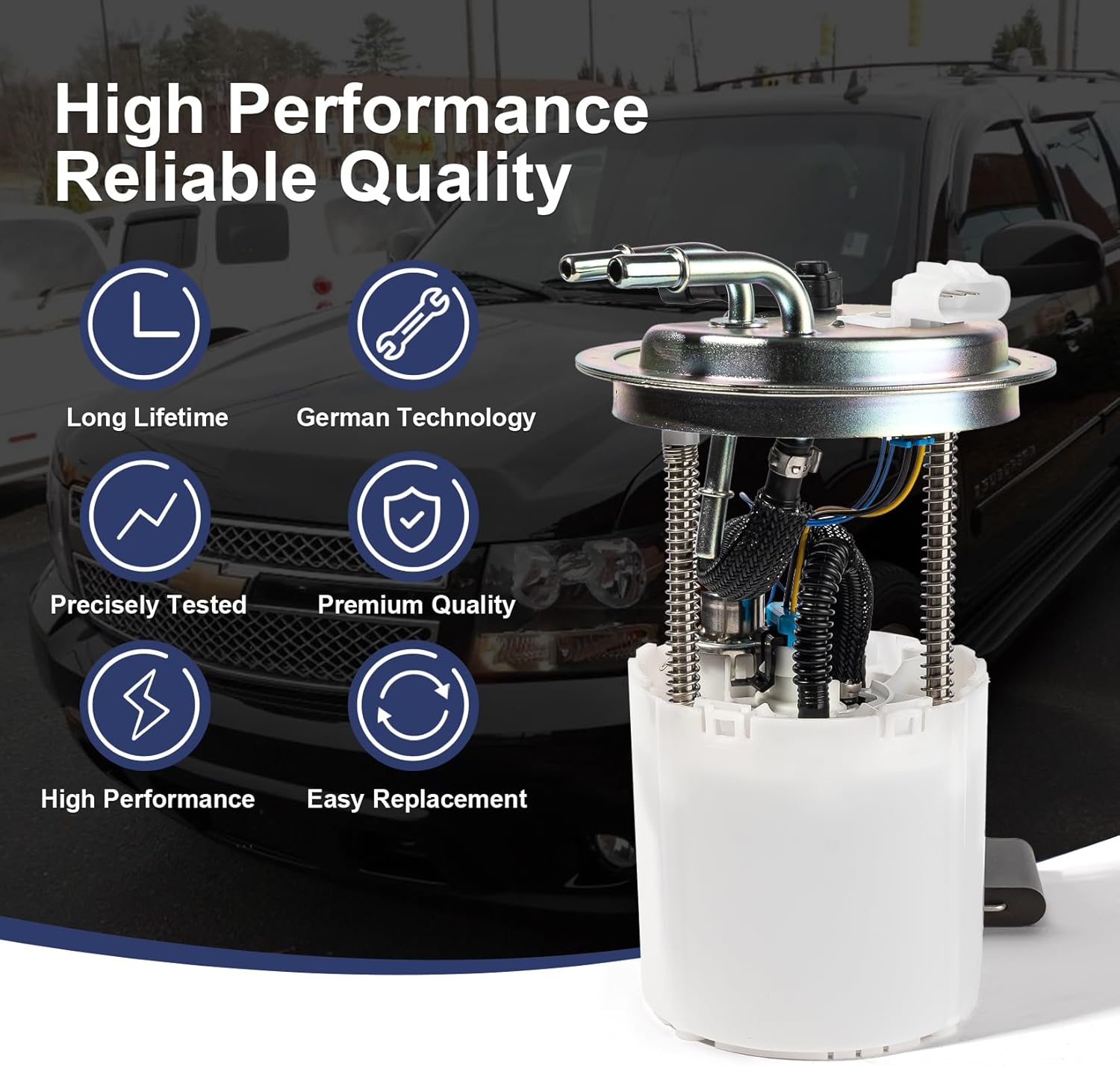 Electric Fuel Pump Module Assembly Compatible with 2005 2006 2007 Chevy Avalanche Suburban 1500 GMC Yukon XL 1500 V8 5.3L Flex Replace E3706M MU1474 19133544 VANBOL0126 with Pressure Sensor - Image 4