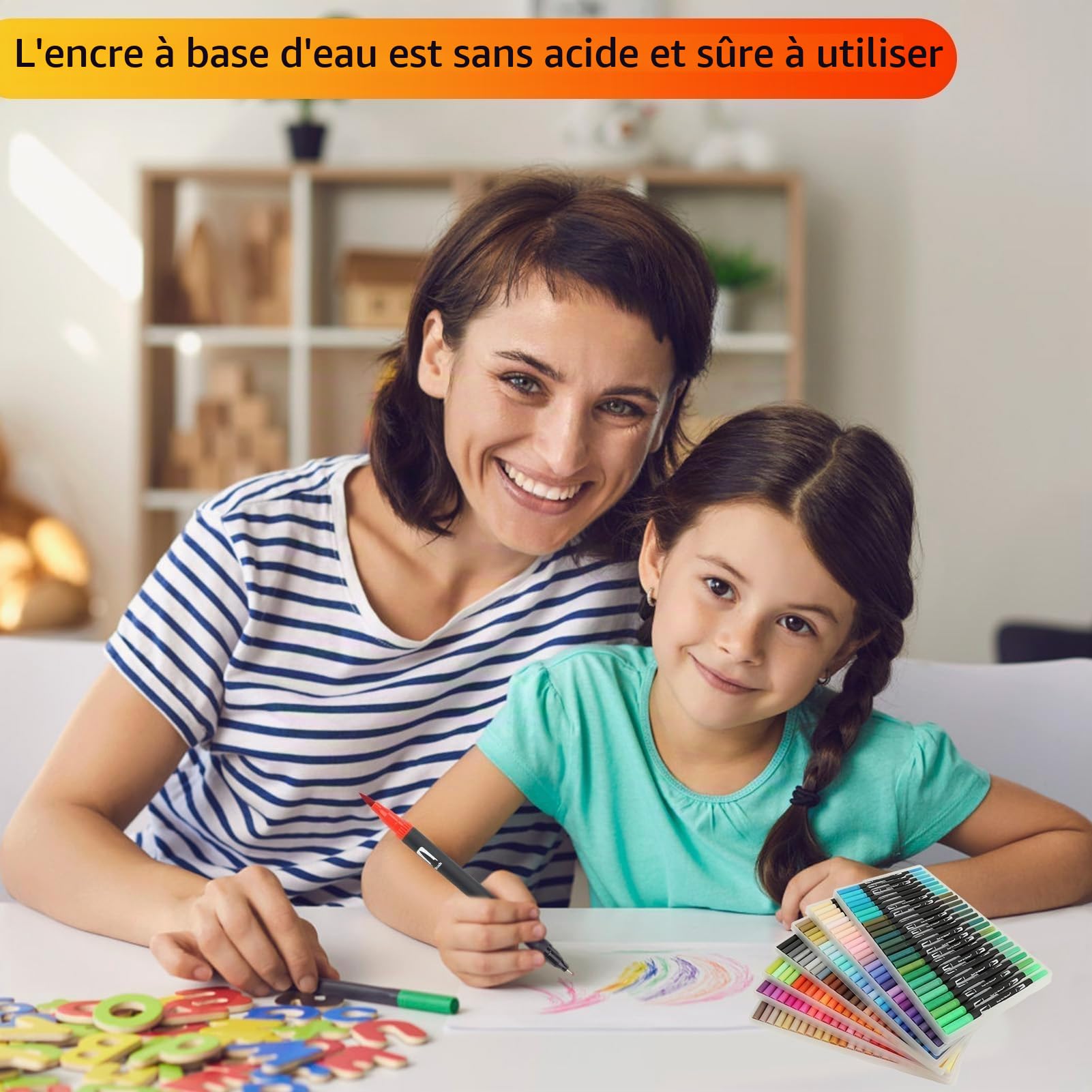Stylos de Peinture Acrylique, Ensemble de Stylos Pinceaux Aquarelle, Stylos Pinceaux à Double Pointe avec Pointe Fine, Marqueur Artistique, Pointe Souple et Flexible, Stylos de