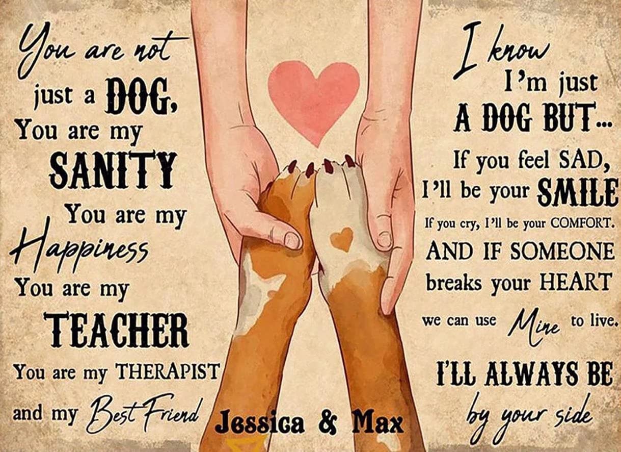 Tin Sign Shaking Hands With The Dog Vintage Retro Collectible tin Sign Wall Decoration Poster Home bar Restaurant Garage Cafe Art Metal Sign Gift 12x16 Inch