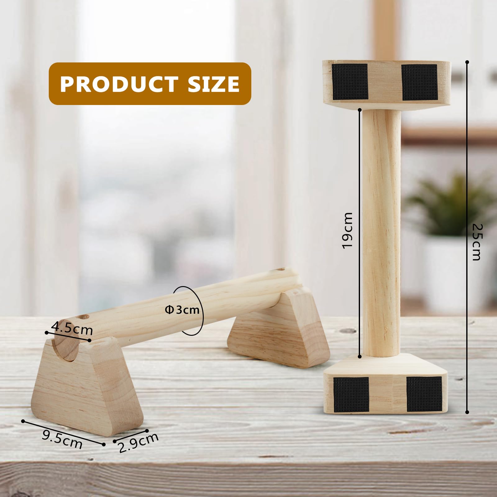 2 Stück Liegestützgriffe, Holz Parallettes 25cm, Calisthenics Equipment, Handstand Griffe Aus Holz, Liegestütz Barren, Rutschfeste Push Up Bars für Calisthenics, Fitness, Oberkörpertraining