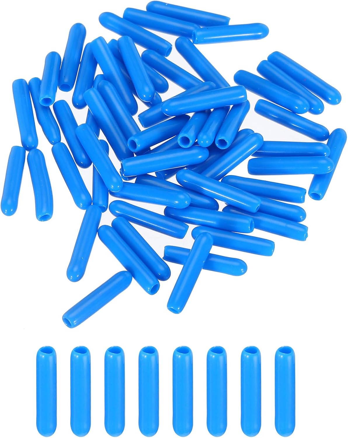 MECCANIXITY 50pcs 2mm Rubber End Caps Cover PVC Vinyl Screw Thread Protector Round Wire Shelf Caps for Screw Bolt Pipe Fence Post, Light Blue