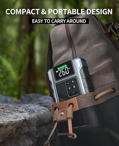 Miniatura 7 de Arrancador portátil con compresor de aire pico de 3500 A con inflador de neumáticos de 150 PSI, caja de salto para batería de automóvil de 12 V