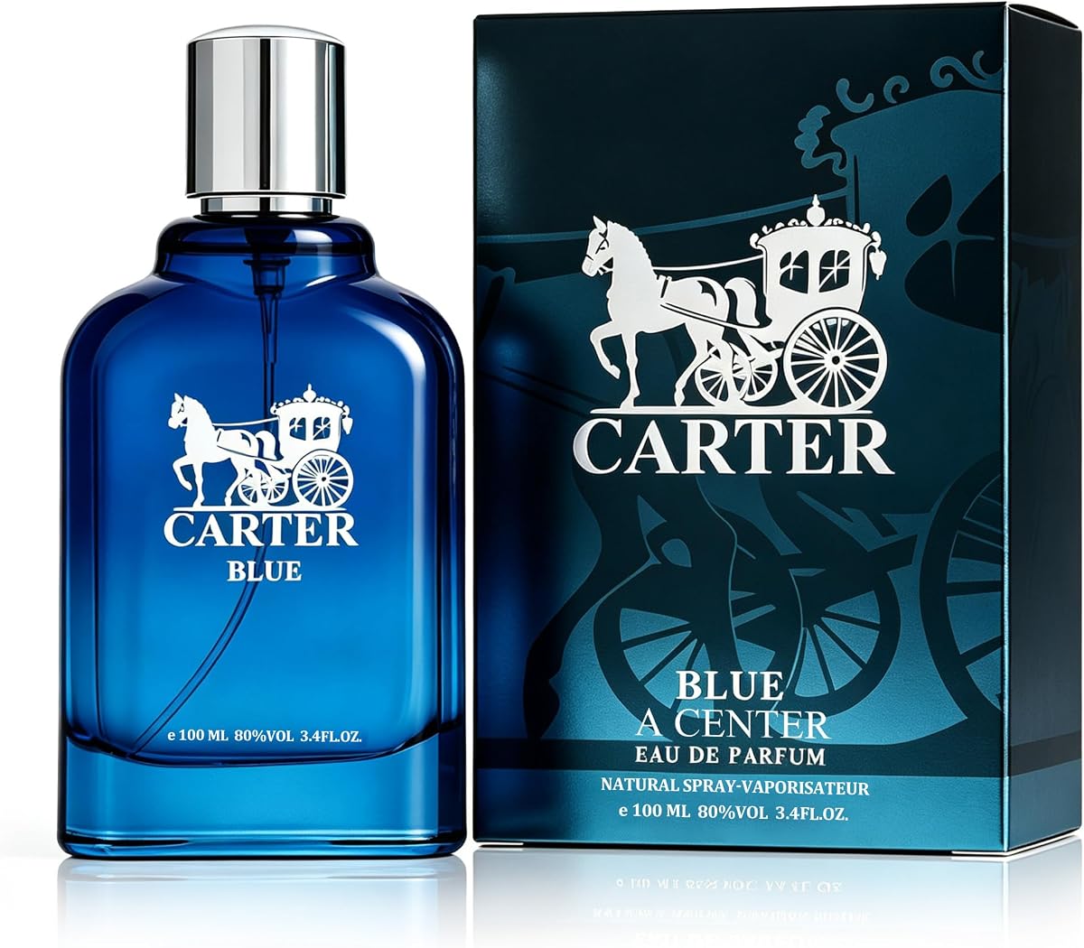 A CENTER Cart Blue Men's Eau de Parfum 3.4 Fl Oz 100ml | Fresh Spicy Woody Gourmand Fragrance | Frozen Lime Bitter Absinthe Pepper Aromatic Woods Vanilla Cologne | Daily Use Perfume Spray Gift
