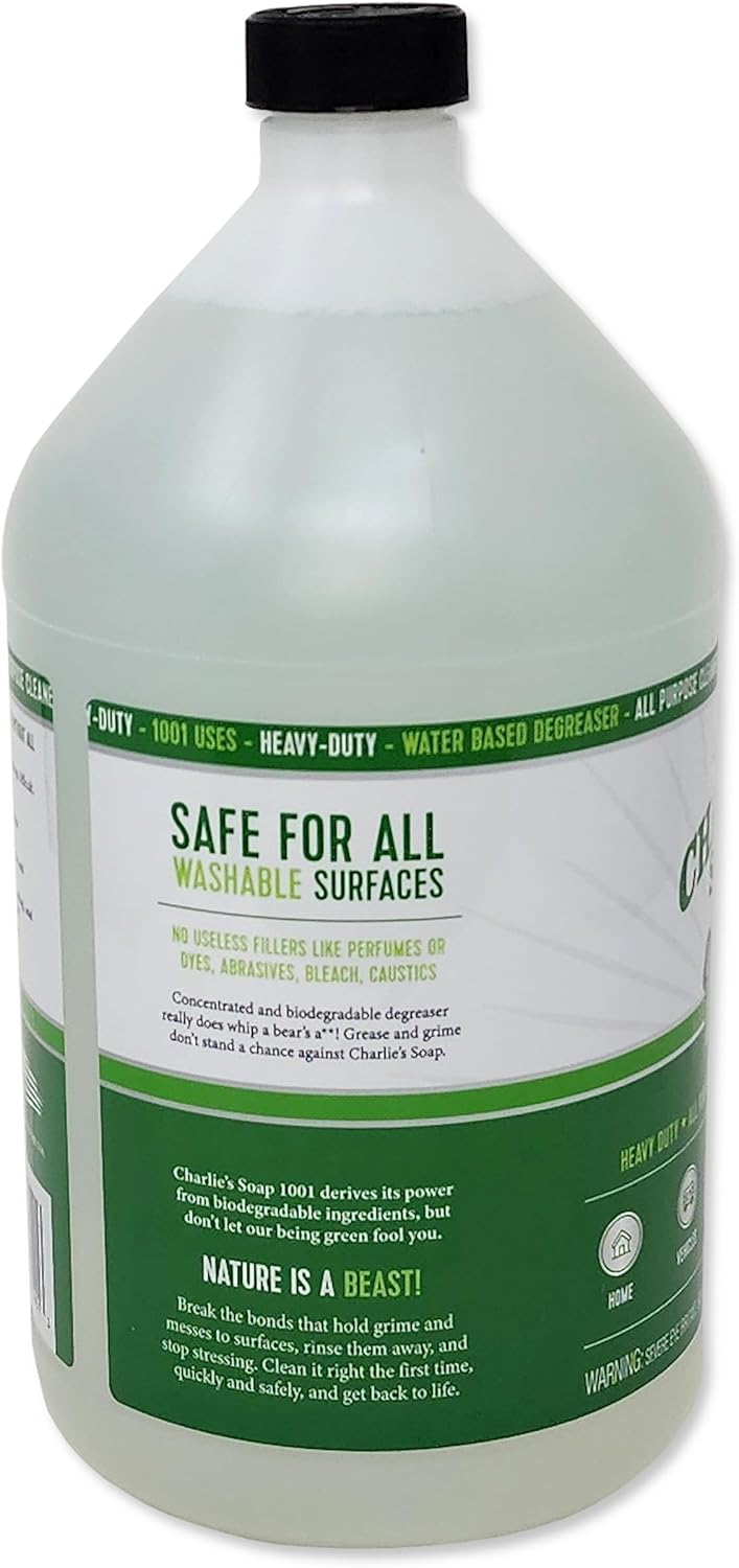 Charlie's Soap 1001 Cleaner - Heavy Duty Biodegradable Concentrated All Purpose Water Based Degreaser (1 Gallon, 1 Pack) - Safe Residential, Commercial, & Janitorial Cleaner - Image 3