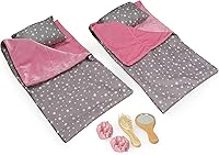 Vista 7 de Badger Basket Pack Pretty Double Doll Carrier Set para muñecas de 18 pulgadas con sacos de dormir y accesorios - Estrellas grises