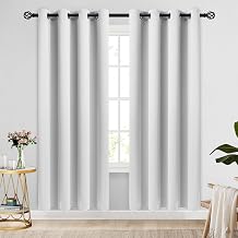 COSVIYA Grommet Blackout Room Darkening Pure White Curtains 72 inch Length
