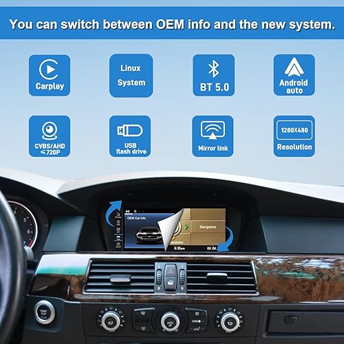 Miniatura 20 de PEMP Pantalla Linux de 8.8 pulgadas para BMW E60 E90 CIC con cable e inalámbrico CarPlay Retrofit Android Auto Display Mirror Link Car Radio