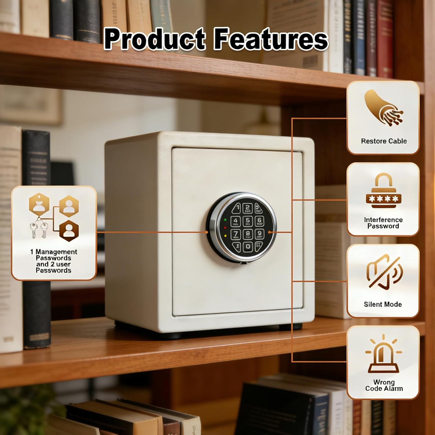 Programmable Electronic Safe Lock Replacement Keypad, Digital Gun Safe Solenoid Lock with Override Keys Fits Many Security Safe Boxes and Security Cabinet