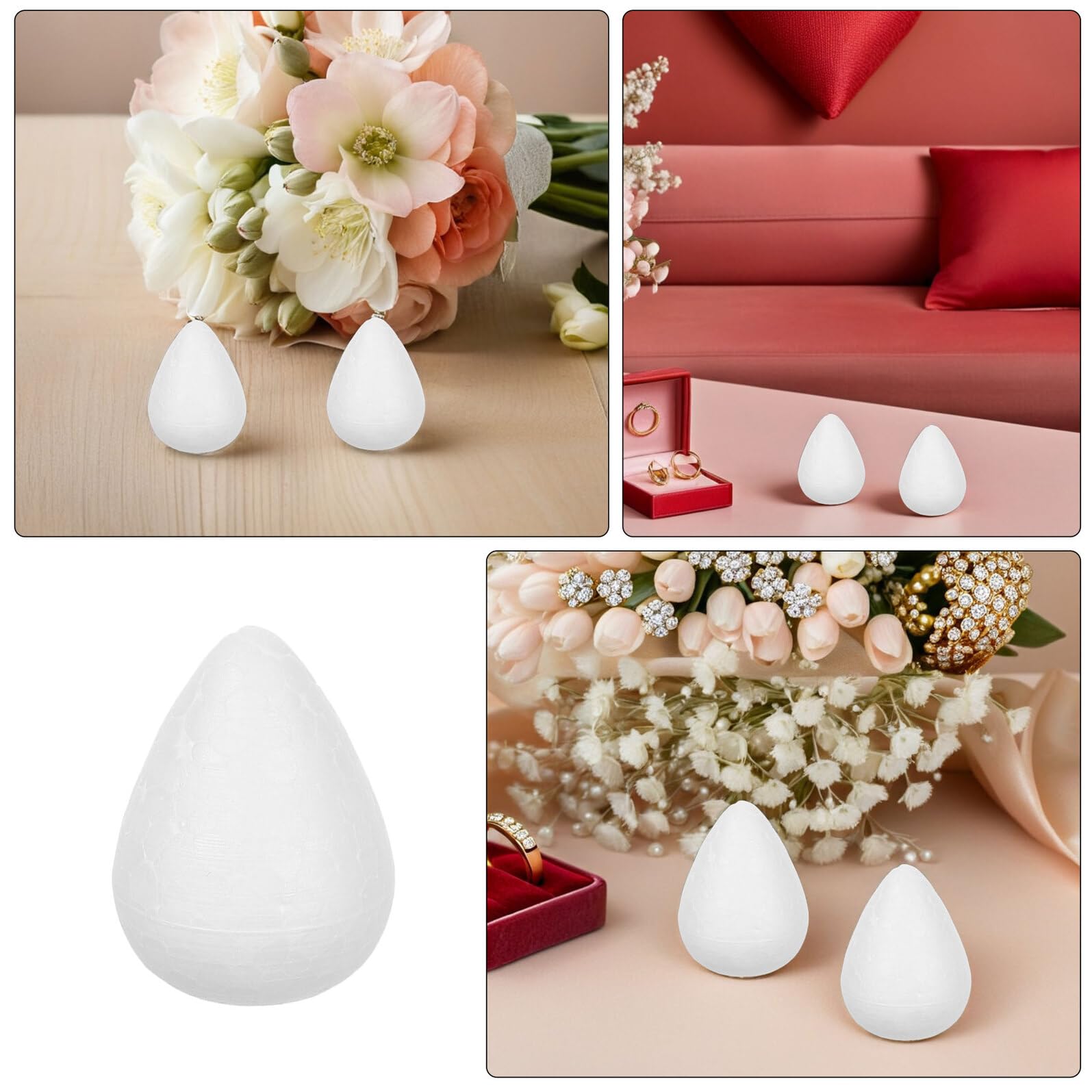 Cabilock 50 Boccioli di Rosa Bianca in Schiuma Artigianale per Decorazioni Fai da Te Matrimonio Feste Materiali Creativi Polistirolo Resistente per Composizioni Floreali e Addobbi Nuziali